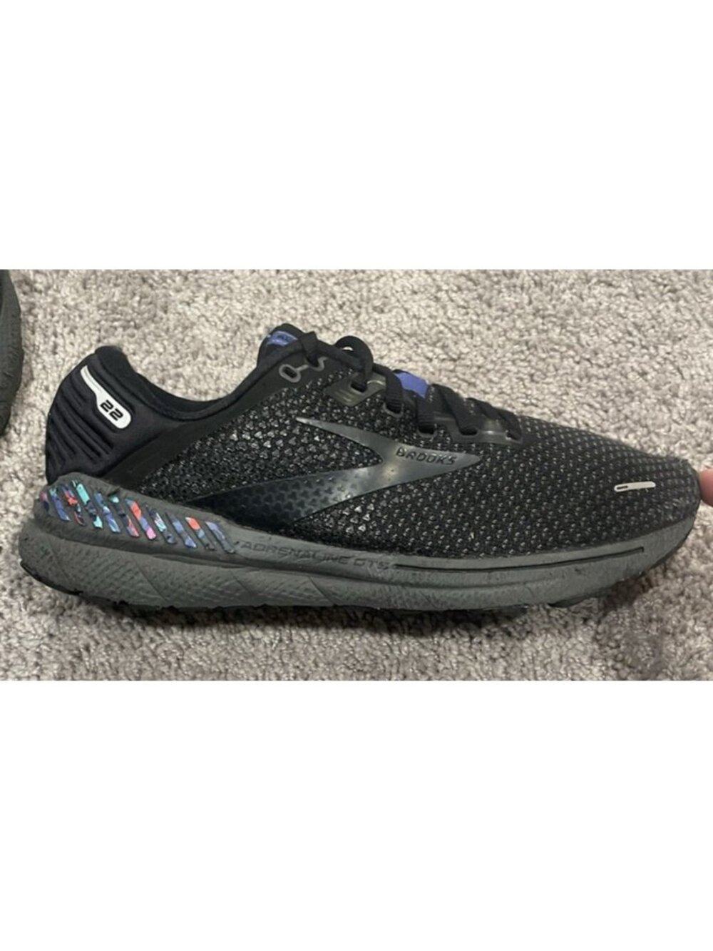 Brooks Adrenaline GTS 22 Tag Mens Black Size 9.5 Running Shoes 1103661D046 - Picture 3 of 8